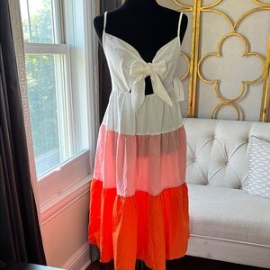 Icecream Colorblock Maxi Dress - White, Pink, Orange